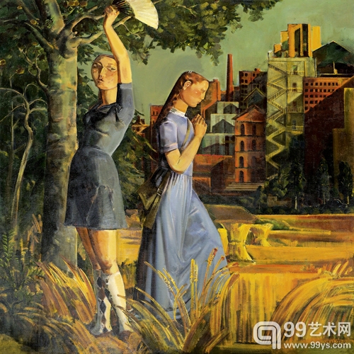 夏俊娜《城市边缘》1997  布面油画  180×180cm