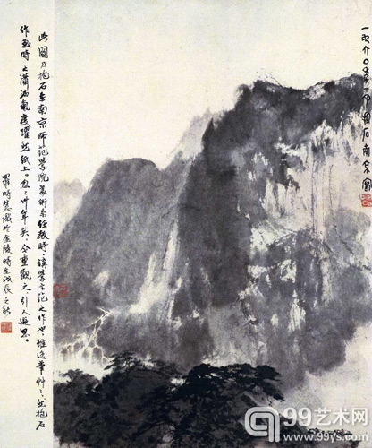 傅抱石《山涧飞瀑》