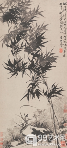 石涛（1630-1724）　兰竹当风 纸本立轴 122×55cm