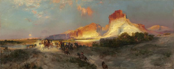 托马斯·莫兰（Thomas Moran）作品《Green River Cliffs, Wyoming》（1881）