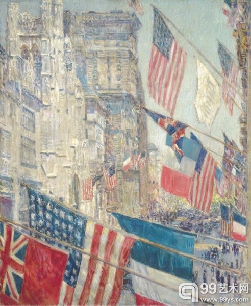 蔡尔德·哈萨姆（Childe Hassam）作品《Allies Day》（1917）