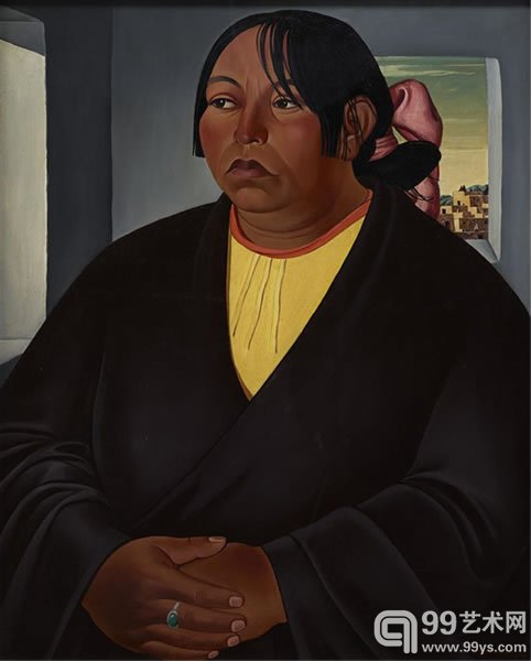 James Emil Bisttram作品《Pueblo Woman》（1932）