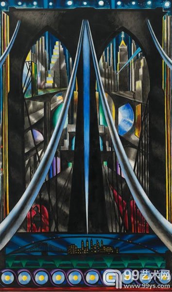 约瑟夫·斯戴勒（Joseph Stella）作品《The Brooklyn Bridge: Variation on an Old Theme》（1939）