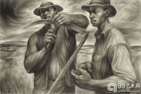 Charles Wilbert White作品《Harvest Talk》（1953）