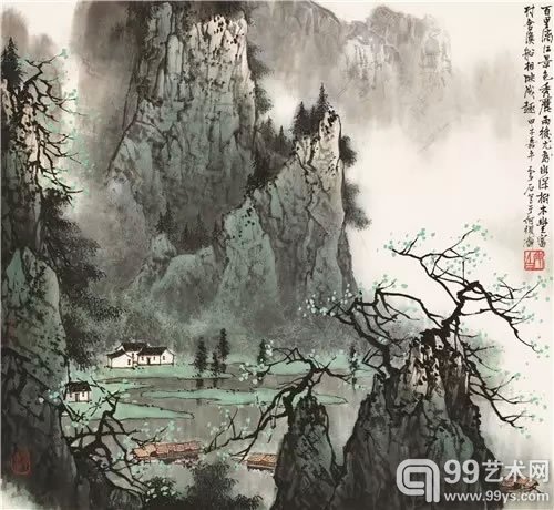 白雪石(1915-2011) 漓江秀色 纸本镜心 1984年作 63×68.5 cm 约3.9平尺